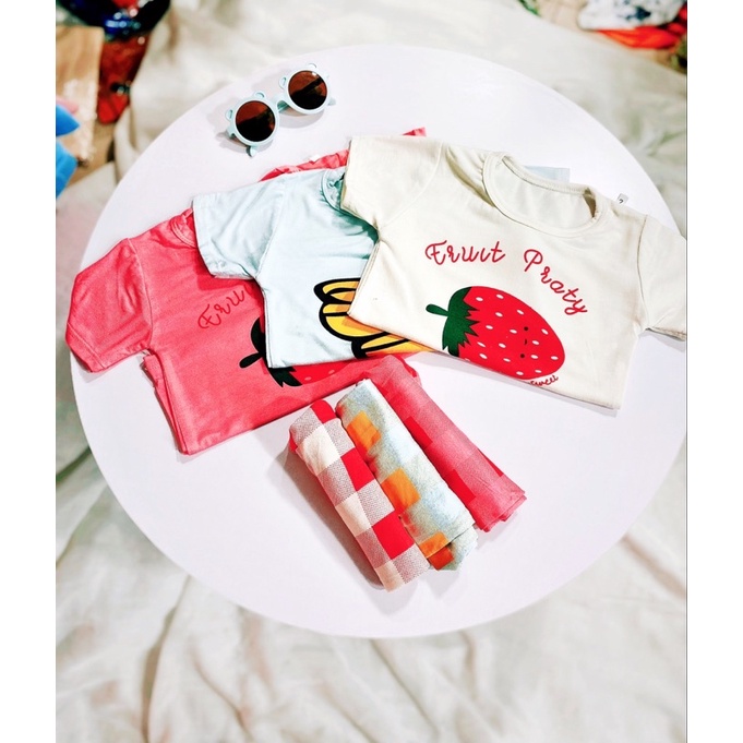 Set hè cộc tay ,chất thun lạnh siêu mềm siêu mát , mẫu hoa quả cho bé