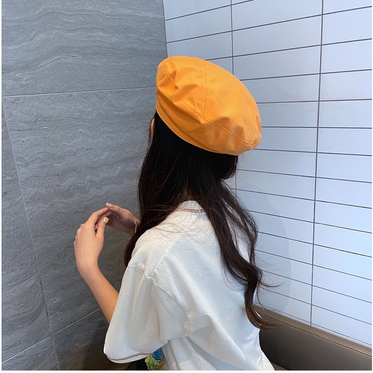 Mũ Beret Mỏng In Chữ Màu Đen Thời Trang Xuân Hè Phong Cách Hàn Quốc Cho Nữ