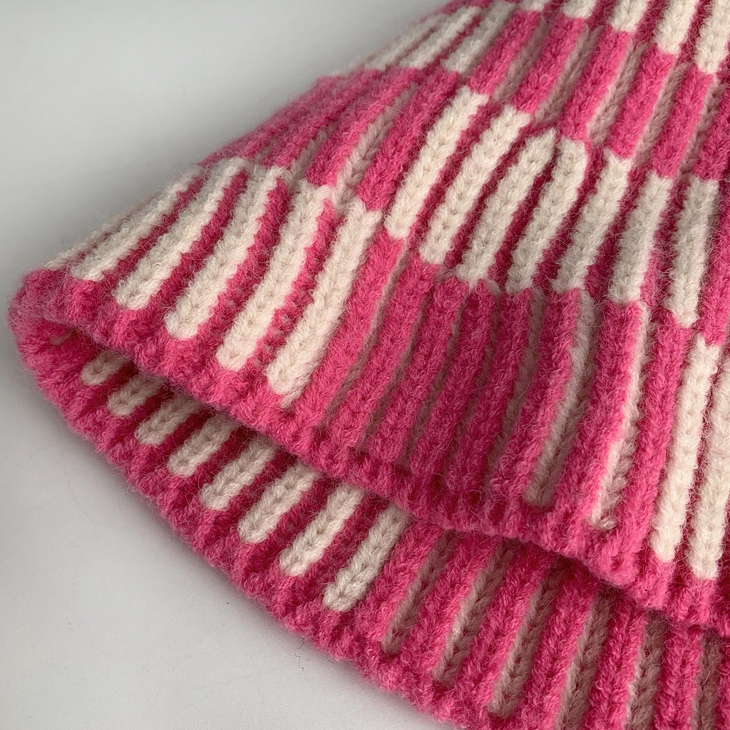 Mũ Bucket Len Dệt Kim Sọc Ca Rô Thời Trang Thu Đông Phong Cách Nhật Bản Dành Cho Nữ