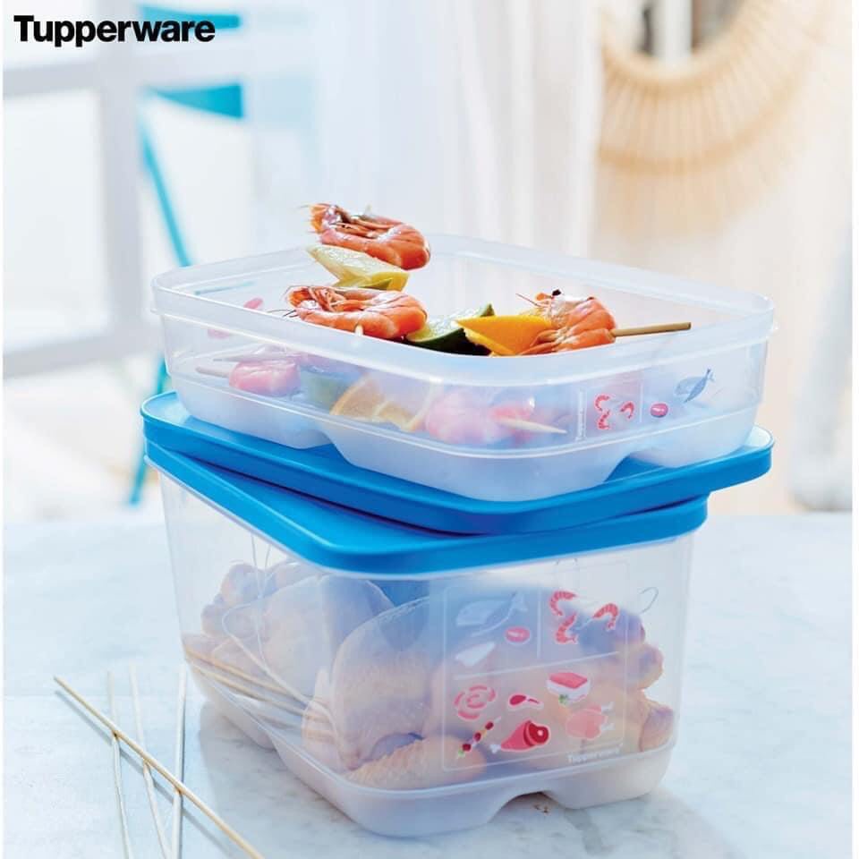 Bộ hộp nhựa đựng thực phẩm trữ mát Cool Mate Tupperware set 2 4.4l 1.8l đựng thịt cá ngăn rau củ tươi, đông mềm