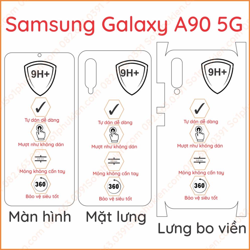 Dán PPF Samsung A90 5G loại trong, nhám , da cá sấu dành cho màn hình, mặt lưng, lưng bo viền