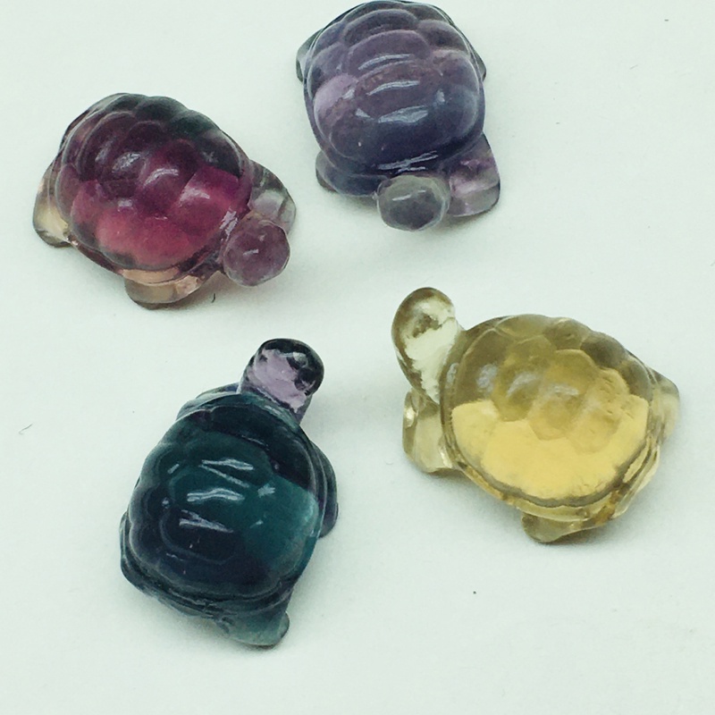 Tượng Rùa Pha Lê Fluorite Nhỏ Màu Sắc Tự Nhiên Chất Lượng Cao Trang Trí Sưu Tầm Giao Hàng Ngẫu Nhiên