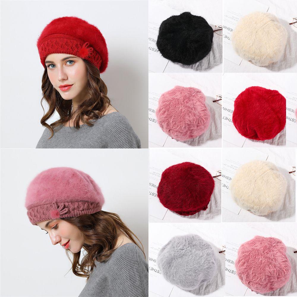 Mũ Beret Vải Dày Ấm Áp Màu Kẹo Ngọt Thời Trang