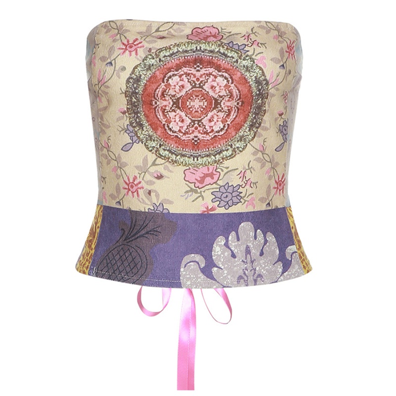 Áo Lửng Phối Hoa Phong Cách Vintage Gợi Cảm Cho Nữ