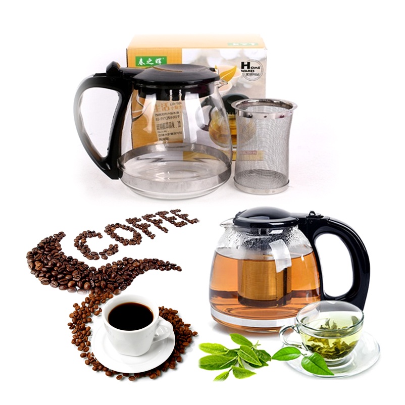 Bình Trà Glass TeaPot Cao Cấp 1.3L - Có Lưới Lọc - Ấm Pha Trà Cafe