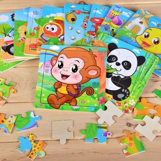 Đồ chơi bộ tranh xếp hình, ghép hình lắp ráp gỗ 9 mảnh - tranh ghép gỗ 9 miếng thông minh phát triển trí tuệ cho bé