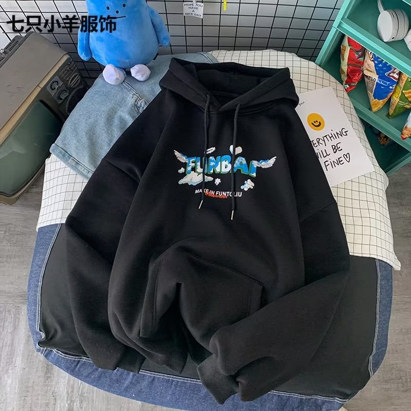 Áo Hoodie Nỉ Tay Dài Dáng Rộng In Hình Thời Trang Hàn Quốc Dành Cho Nam Nữ Size M-5XL
