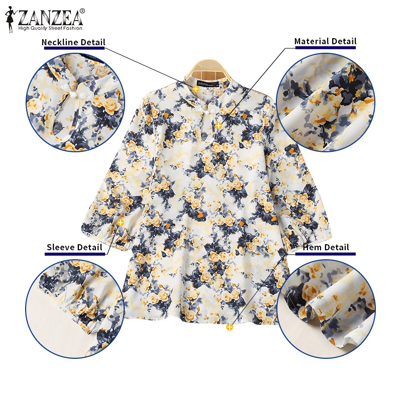 ZANZEA Áo Nữ Tay Lỡ 3 / 4 Cổ Tròn Thời Trang