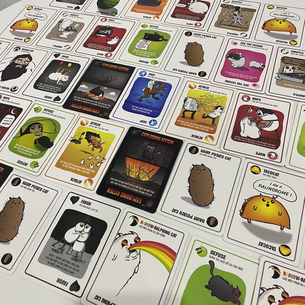 Bộ bài MÈO NỔ "Uống Đê" việt hóa Exploding kitten chơi cùng nhóm bạn