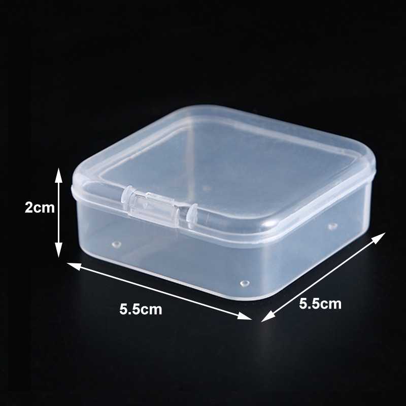 Set 1 / 5 Hộp Đựng Trang Sức Hình Vuông Mini Bằng Nhựa Trong Suốt Chống Ẩm Đa Năng
