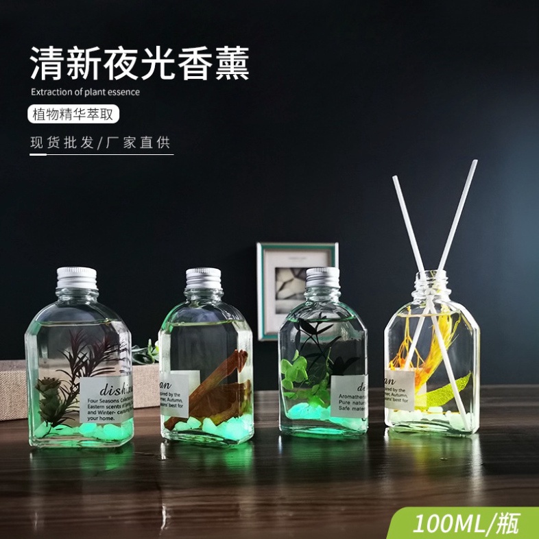 Tinh Dầu Thơm Phòng Phát Sáng Ban Đêm 100ml Que Gỗ Tự Khuếch Tán Hương Khử Mùi Không Khí DANA