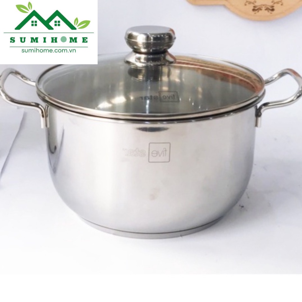 NỒI LUỘC GÀ FIVESTAR INOX 430 nắp kính , 3 đáy dùng bếp từ, hồng ngoại,gas - SUMIHOME