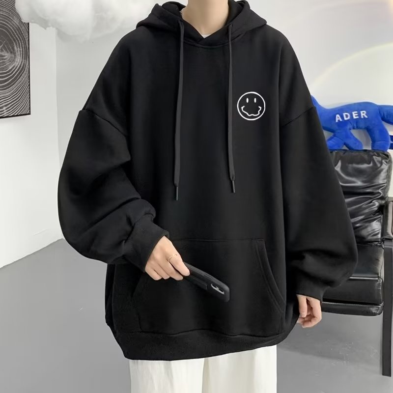 Kích Thước M-8XL. Áo hoodie Tay Dài In Hình Mặt Cười Dễ Thương Phong Cách hip hop Đường Phố Mỹ Thời Trang Thu Đông Cho Nam