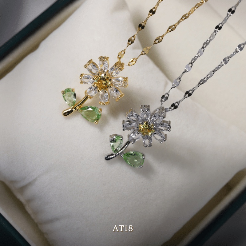 Dây chuyền hoa đính đá pha lê thời trang nữ tính thanh lịch hottrend AT18