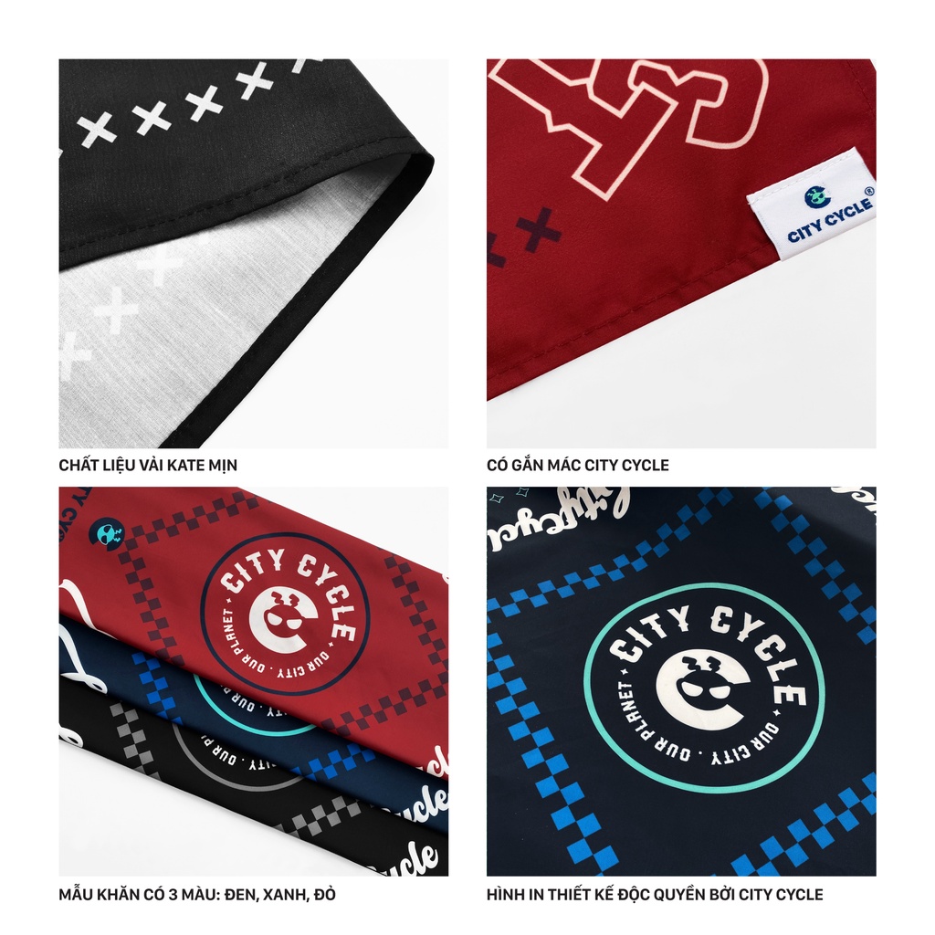 Khăn Bandana phối hoạ tiết City Cycle - Khăn Turban vuông nam nữ Local Brand