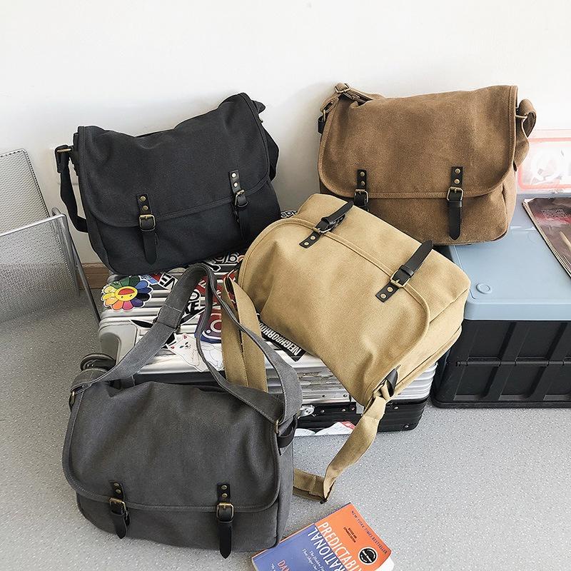Túi Đeo Vai Vải Canvas Cỡ Lớn Kiểu Harajuku Nhật Hàn Cá Tính Cho Nam
