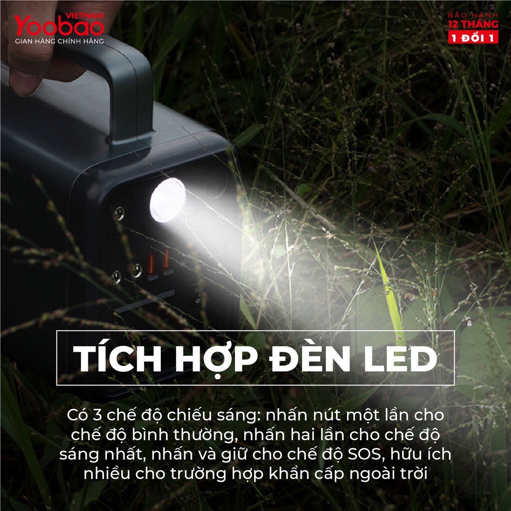 Trạm pin sạc dự phòng nhanh Yoobao EN300WLPD 72000mAh / 300WL / sạc nhanh PD 65W cổng điện 220V/300W tích hợp đèn pin