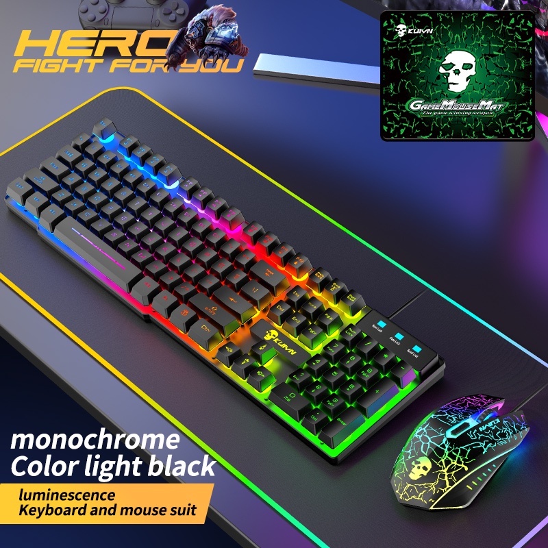 Bộ Bàn Phím Và Chuột giả cơ GAMING T6 RGB LED 7 MÀU CAO CẤP, TẶNG LÓT CHUỘT Game ĐẸP