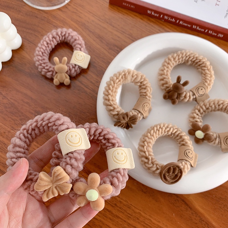 Dây Cột Tóc Cao Su Bện Hình Gấu Hoạt Hình Cho Nữ
