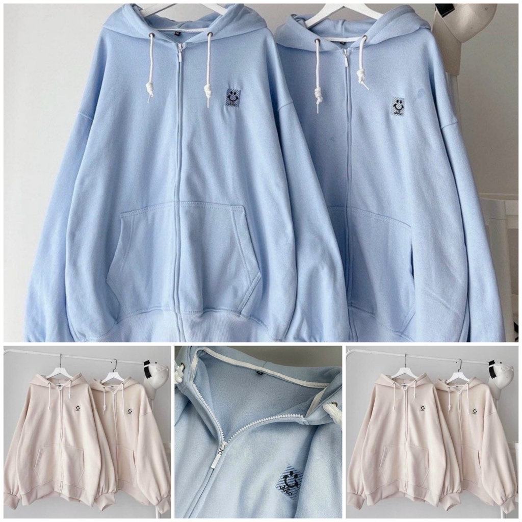 Áo Khoác Nỉ Có Nón Mũ 2 Lớp Logo Mặt Cười - FREESHIP RẺ ĐẸP - Kiểu Hoodie Thun Nỉ Form Unisex Nam Nữ Cặp Đôi Hàn Quốc