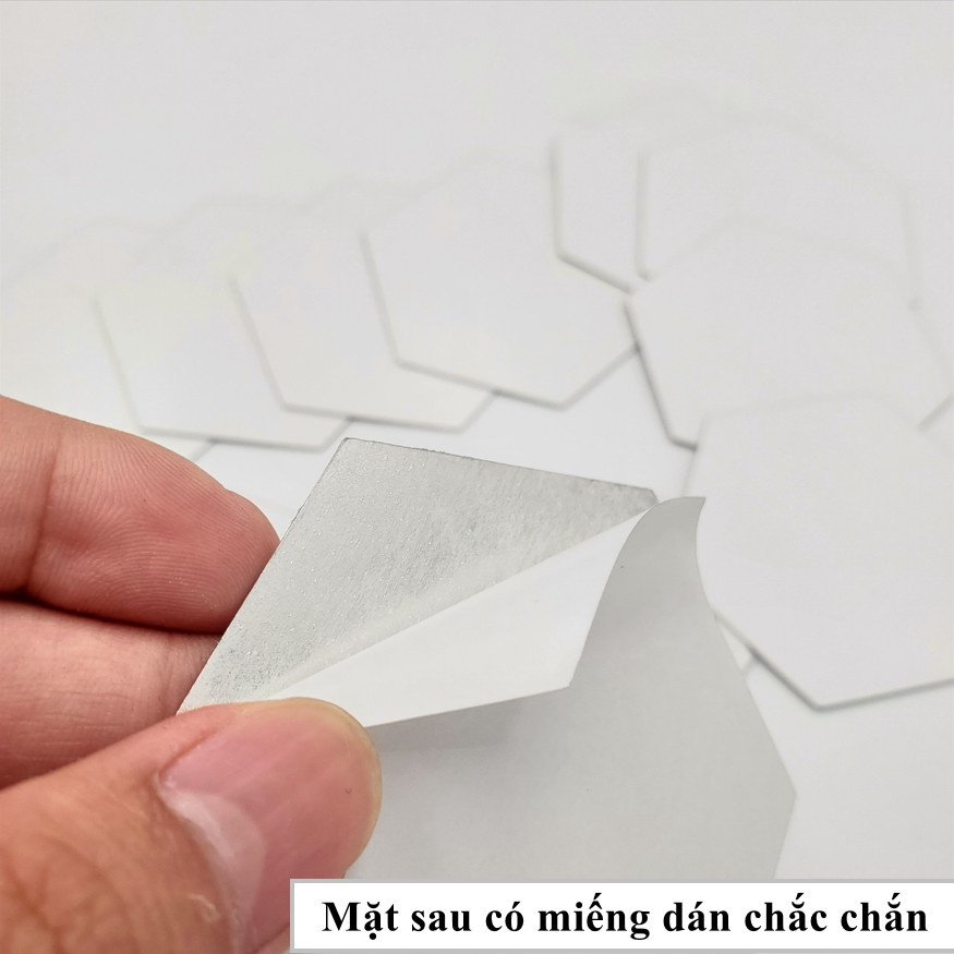 Set 12 Miếng Gương 3D Trang Trí Hình Lục Giác