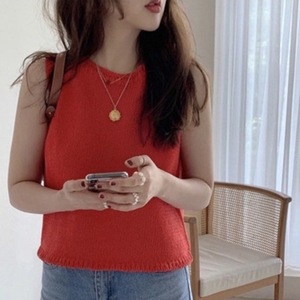 Áo sweater ZHELIHANGFEI không tay lưng cao thiết kế quyến rũ cho nữ