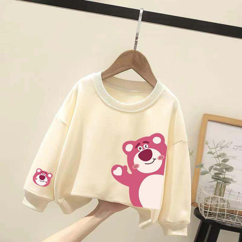 Áo sweater In Hình Gấu Và Dâu Tây Phong Cách Nhật Bản Ngọt Ngào Thời Trang Xuân Thu Cho Bé Gái Trung Niên