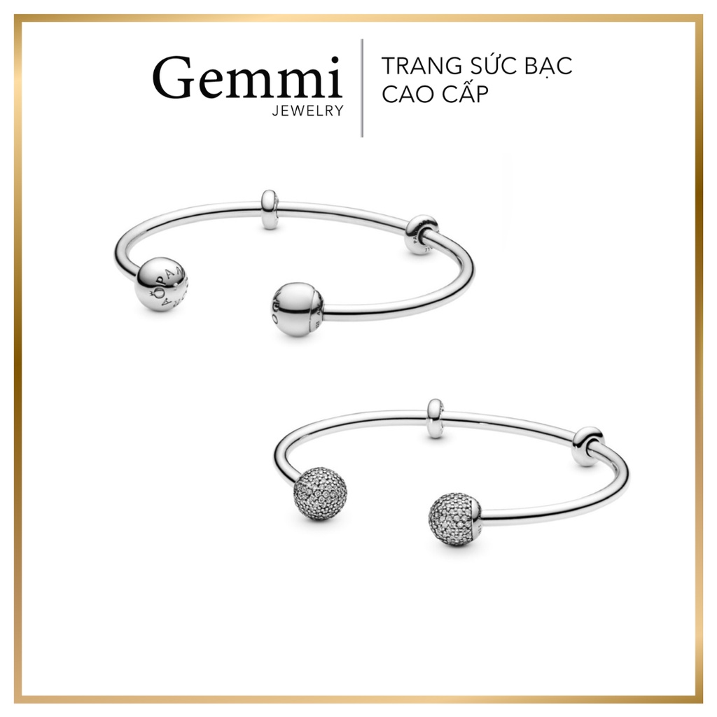 Vòng BẠC cao cấp Gemmi - Vòng tay cứng mix charm CUA Bạc Thái S925