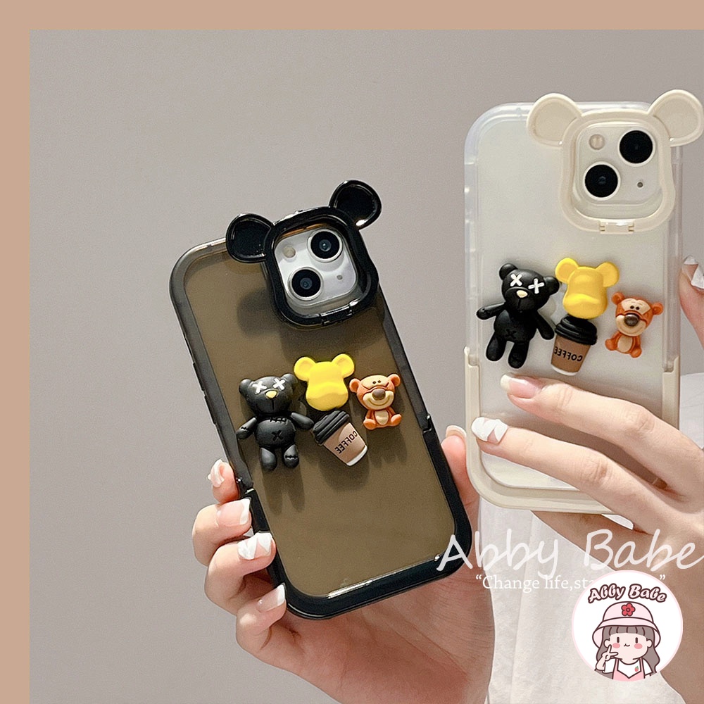 Ốp Điện Thoại TPU Mềm Mỏng Hình Tai Gấu Kaws 3D Cho Iphone 14 Pro Max 11 7Plus 13 12 11 Pro Max X XS 12 XR