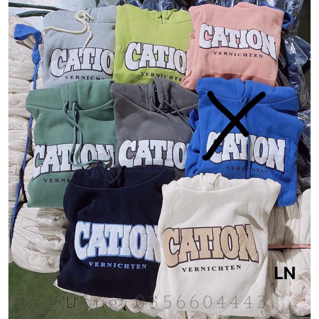 Áo hoodie cation  Áo hoodie nữ nỉ cotton form đại tay bồng