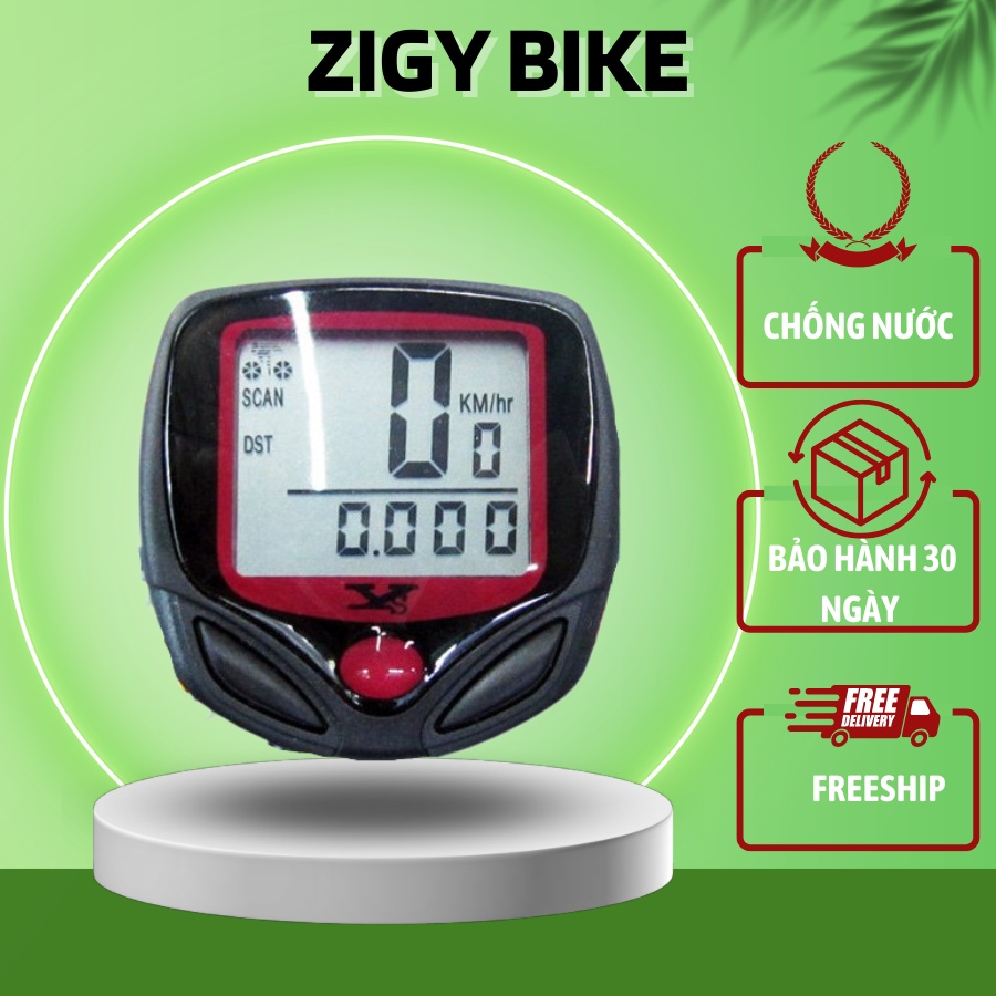 Đồng hồ xe đạp thể thao, đồng hồ chống nước ZIGY BIKE đo tốc độ có dây