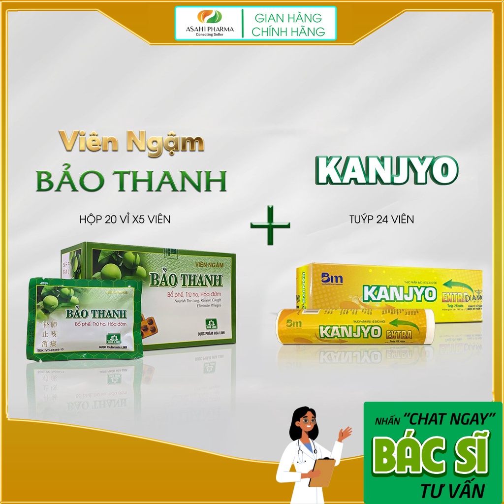 Viên ngậm Bảo Thanh (vỉ 5 viên) vs viên ngậm Kanjyo (lọ 24 viên) - giảm ho, tiêu đờm [Chính Hãng]