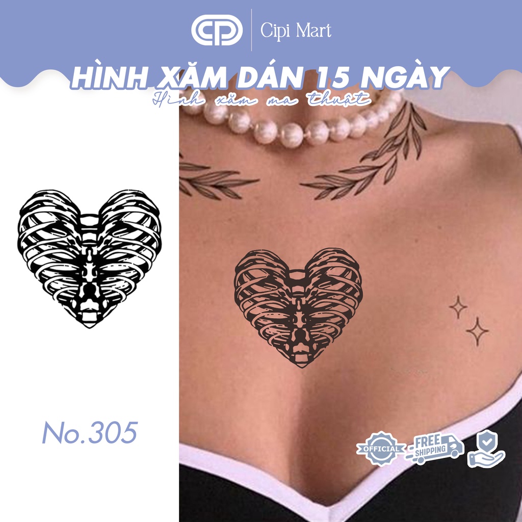 - Hình xăm tạm thời 15 NGÀY - chống nước, cọ xát SIZE S