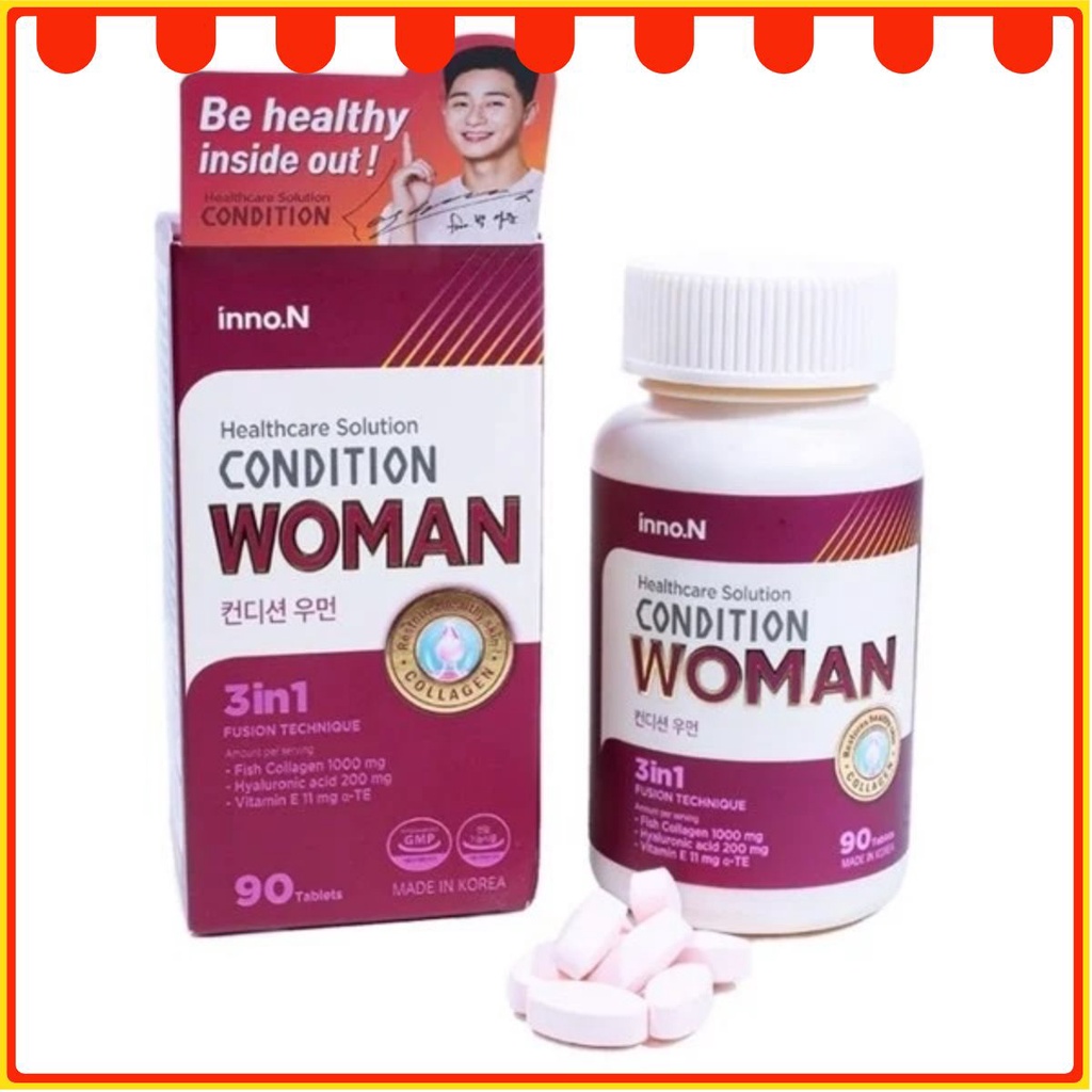 Viên Uống Collagen Và Cấp Ẩm Condition Woman Hỗ Trợ Làm Tăng Vẻ Đẹp Làn Da - Hộp 90v
