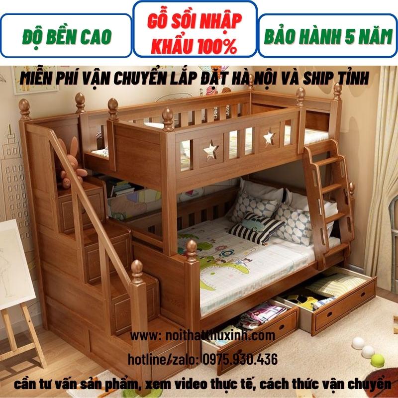 Giường ngủ 2 tầng, giường tầng trẻ em bằng gỗ giá rẻ