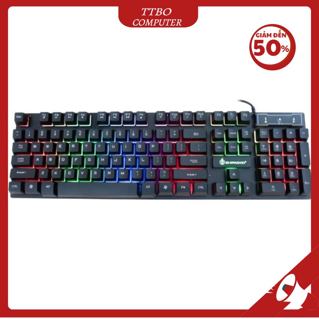 Bàn phím chuột led chơi game giả cơ Zornwee Shipado cổng USB siêu nhạy siêu đẹp TTBO COMPUTER