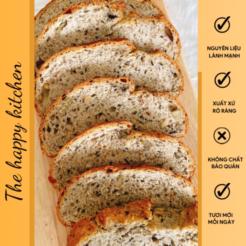 Bánh mì sourdough men tự nhiên ngũ cốc nhiều hạt không đường eatclean