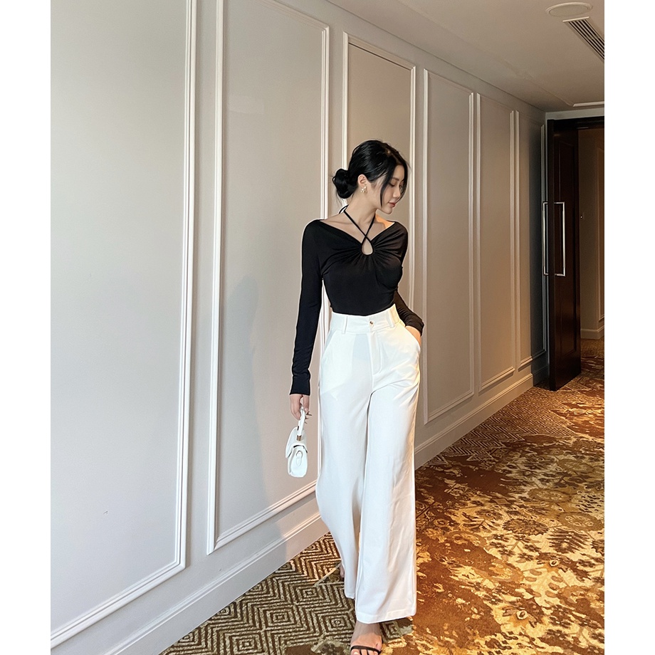 BBSTORE'S Áo Tay Dài Cổ Yếm Thời Trang Dự Tiệc Đi Dạo Cực Xinh -A1239