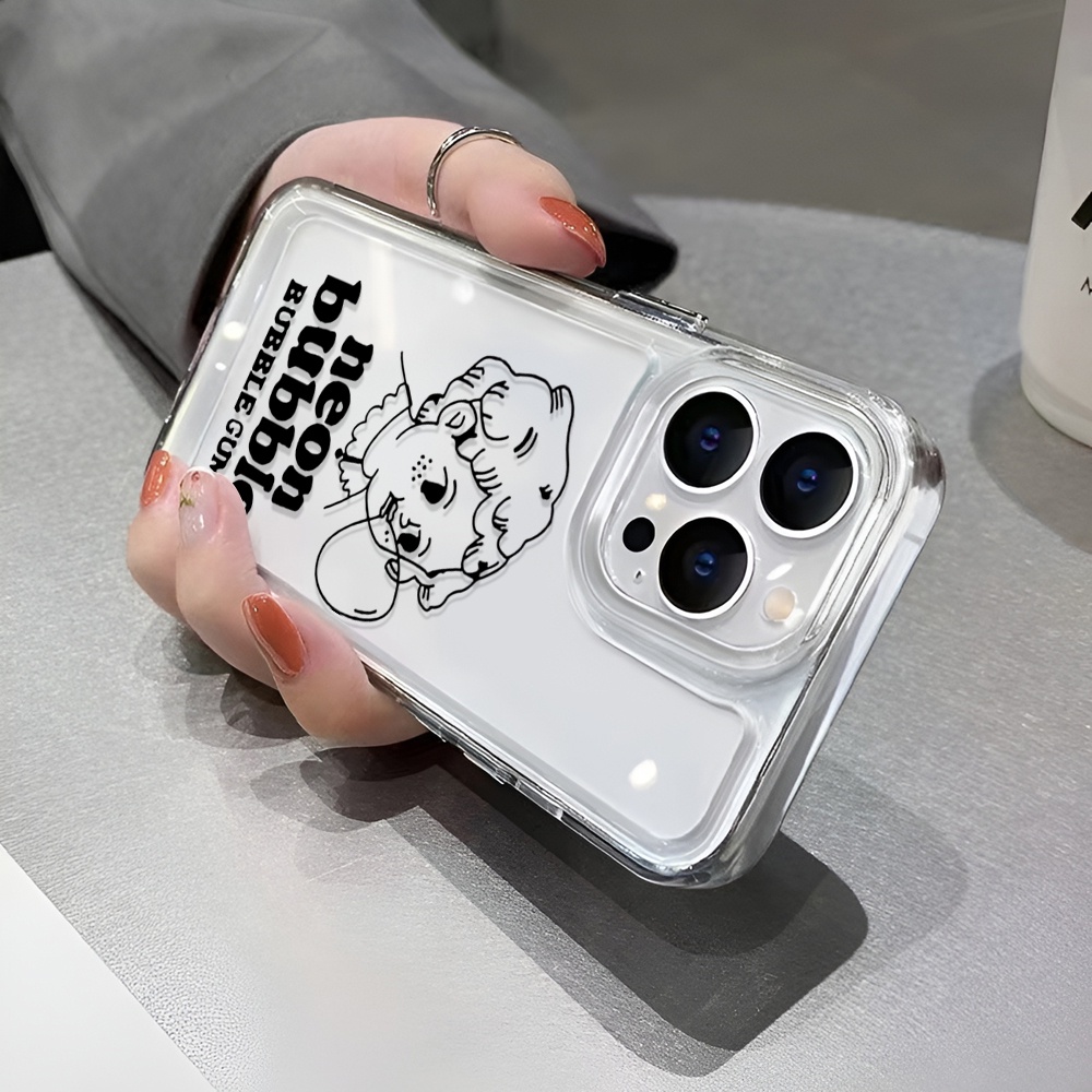 Ốp Điện Thoại Trong Suốt Hình Cô Gái Thổi Bong Bóng Cho iphone 14ProMax 14Plus 13 11 12 7Plus X XR XS Max 8 7