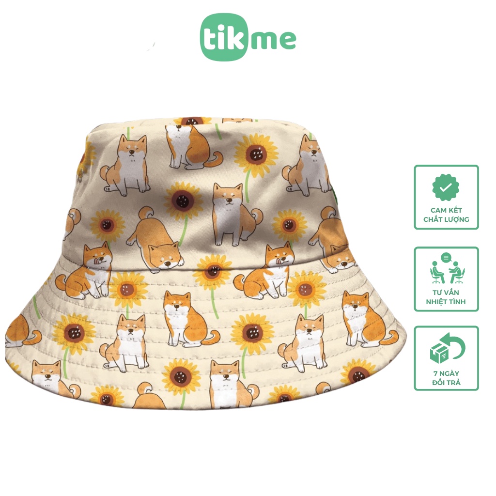 Mũ Bucket TIKME Unisex Chất Liệu Vải Polyester Đội Được Hai Mặt Hình Chó Corgi Đáng Yêu, Mèo Người Cá Tinh Nghịch