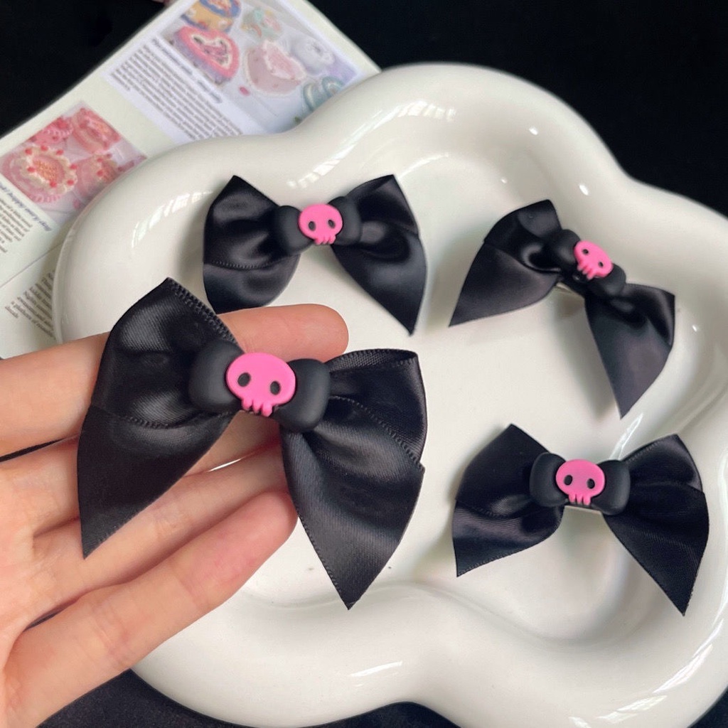Cartoon Anime Bow Hairpin Girls New Ins Black Wild Sweet Cool Y2k Student Duckbill Clip Liu Seaside Clip Headdress Card Children