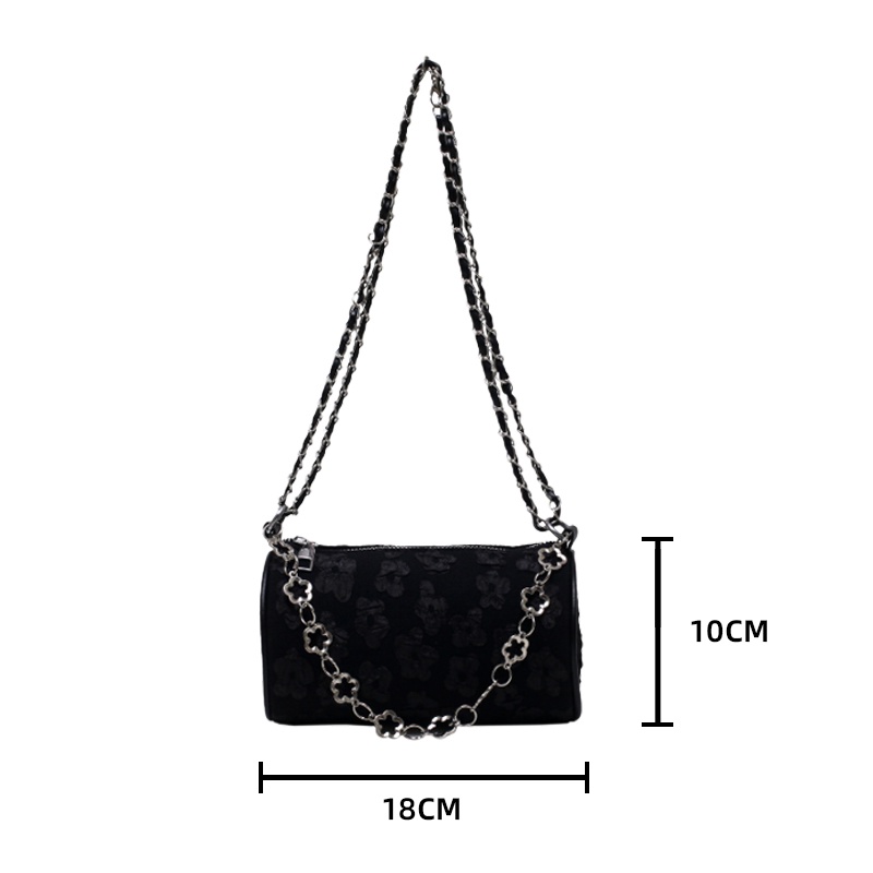Túi đeo chéo hình trụ mini dây xích thời trang túi đeo vai kẹp nách hình trụ cá tính