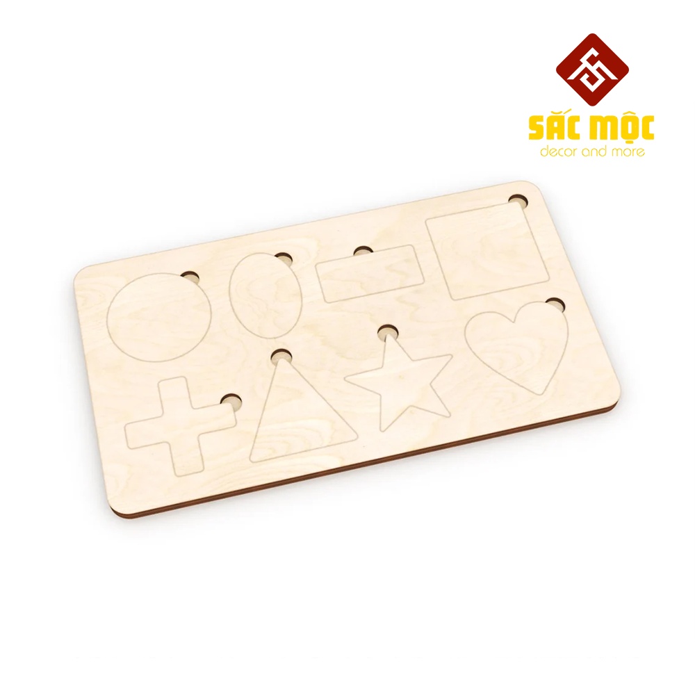 Bảng Ghép Hình Học Tiếng Anh #66 Cho Bé Bằng Gỗ | Bảng Ghép Hình Tô Màu Size 240*135 *6 mm