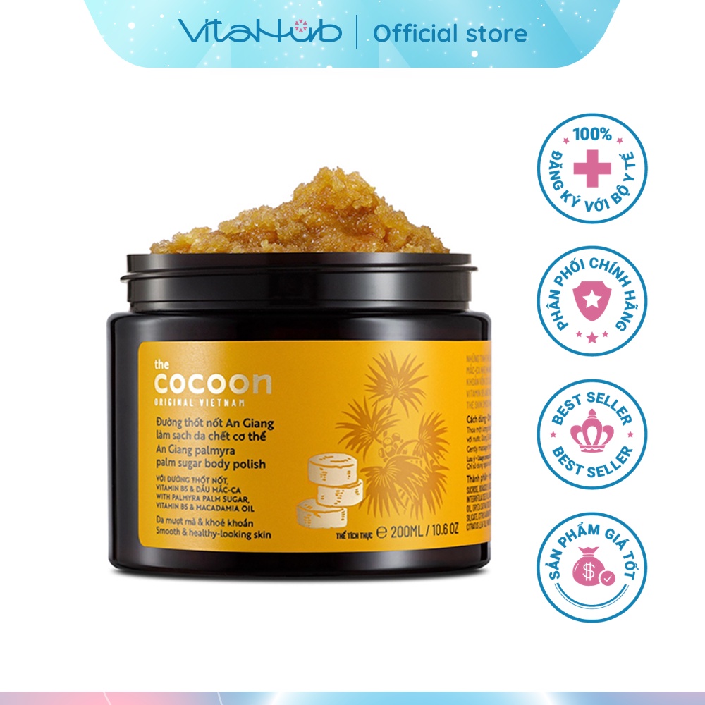 Tẩy da chết cơ thể đường Thốt Nốt An Giang Cocoon 200ml