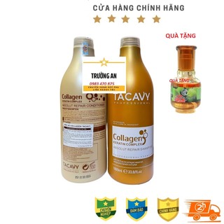Tặng kèm dầu cặp dầu gội xả tacavy collagen 1000ml chính hãng phục hồi tóc khô xơ hư tổn bộ dầu gội xả collagen tacavy