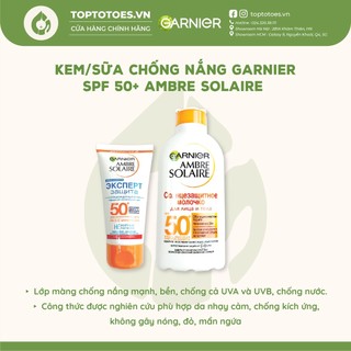 Kem/ Sữa chống nắng Garnier Ambre Solaire SPF 50+ chống nắng phổ rộng & chống nước