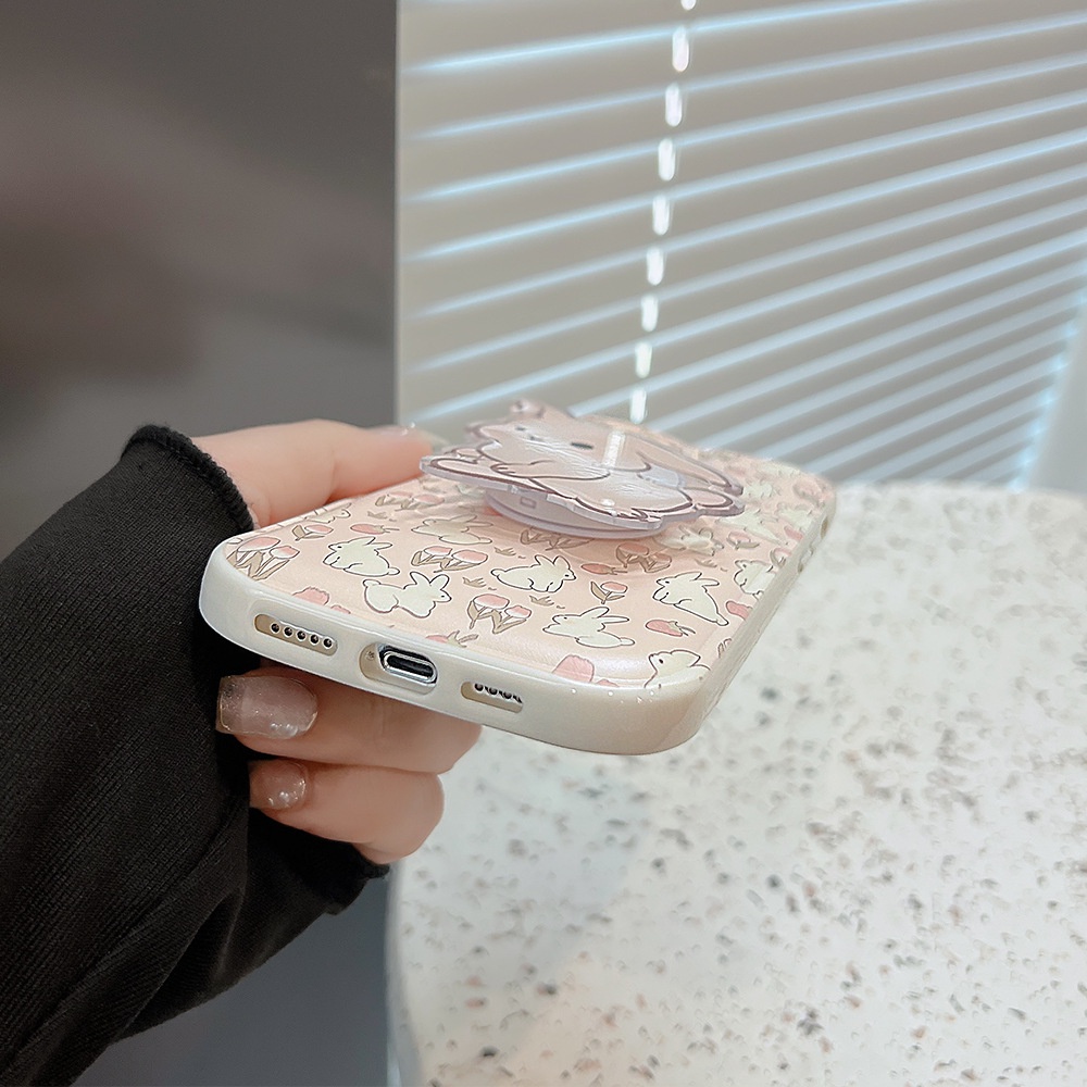 Ốp điện thoại TPU dẻo họa tiết hoa và thỏ dễ thương thích hợp cho iPhone 14 13 Pro Max 12 Mini 11 X Xs Xr 8 7 Plus