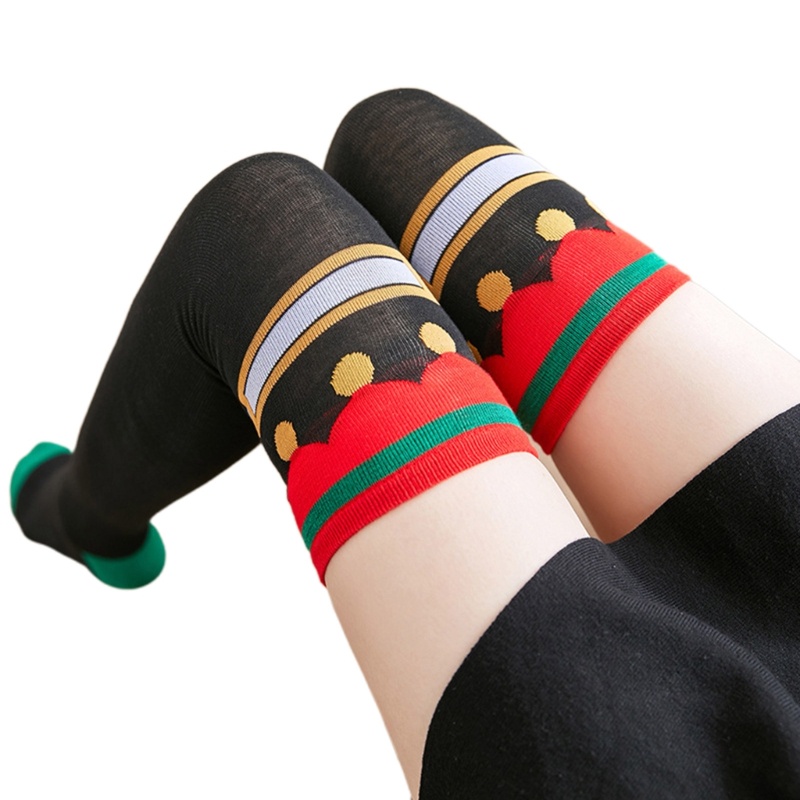 XIXI Tất Dài Qua Gối Họa Tiết Chấm Bi / Kẻ Sọc Phong Cách Halloween Thời Trang