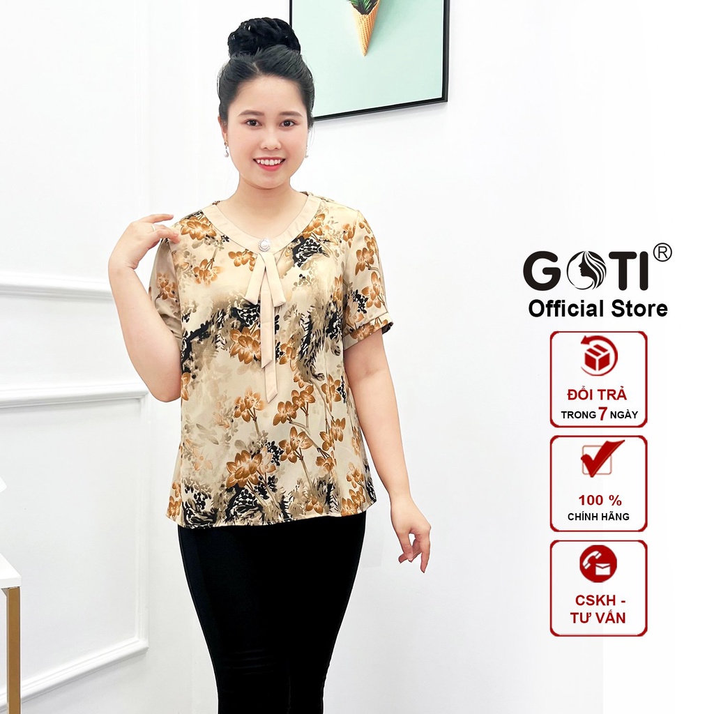 GOTI - Áo Kiểu Trung Niên Size Lớn Dạng Áo Sơ Mi Trung Niên Thời Trang U50-60 In Họa Tiết 3A36 3A34