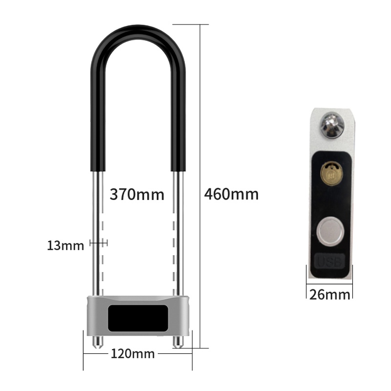 Ổ khóa vân tay chữ U KU20Key mở bằng app, vân tay và chìa khoá